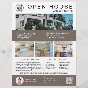 Flyer Logotipo de Foto QR de Casa Aberta de Imóveis