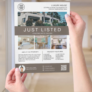Flyer Logotipo de Foto QR de Casa de Imóvel para Venda