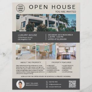 Flyer Logotipo de Foto QR Neutra de Casa Aberta de Imóve