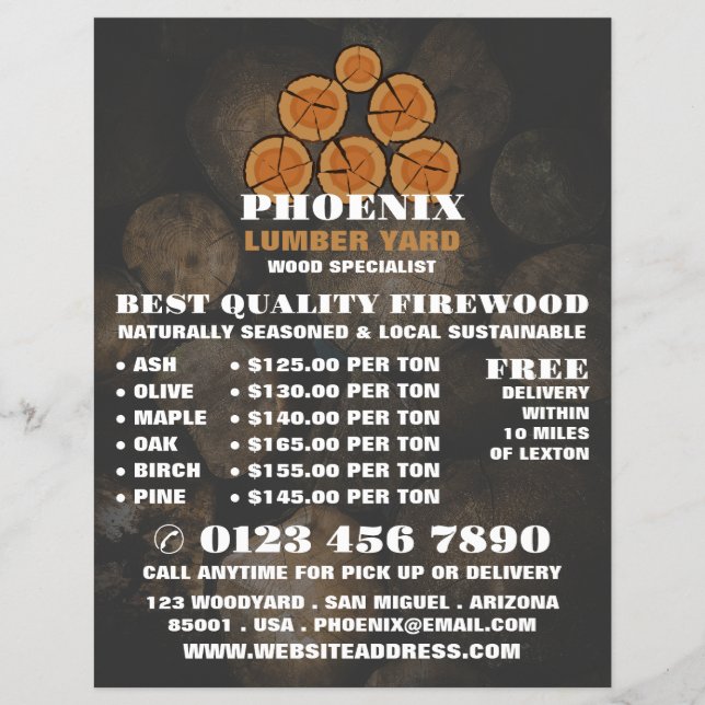 Flyer Logotipo de madeira, madeira/madeira/madre Adverti (Frente)