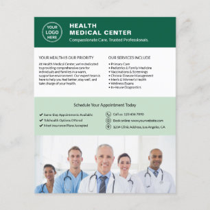 Flyer Logotipo de médico de clínica de saúde orçamentári