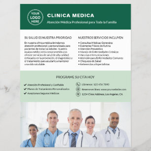 Flyer Logotipo de médico de clínica médica espanhola QR
