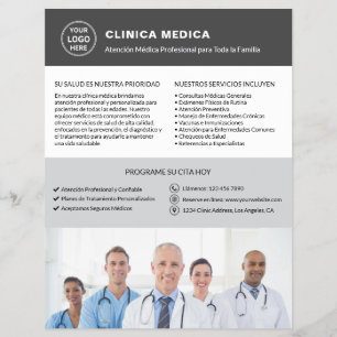 Flyer Logotipo de médico de clínica médica espanhola QR 