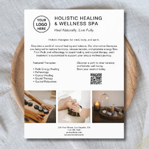 Flyer Logotipo de Terapeuta de Saúde Holística QR Branco