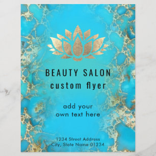 Flyer Logótipo do lotus de folha de ouro FAUX em pedra