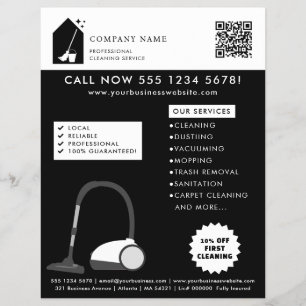 Flyer Logotipo do Serviço de Limpeza Moderna com Código 