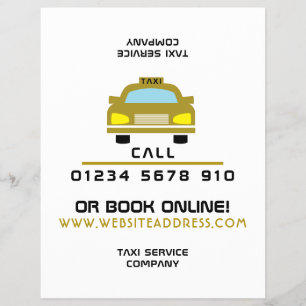 Flyer Logotipo Dourado do Taxi Cab com lista de preços