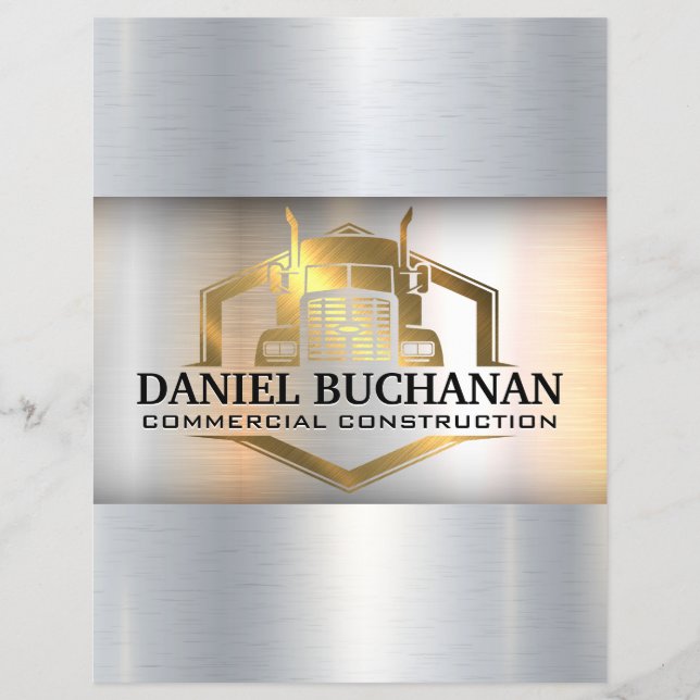 Flyer Logotipo Dourado Semi Truck | Busina Industrial Me (Frente)