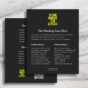 Flyer Logotipo Empresarial Lista de Preços QR Code Preto