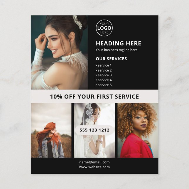 Flyer Logotipo Foto Negócios Marketing Preto (Frente)