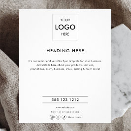 Flyer Logotipo Minimal Negócios Marketing Preto