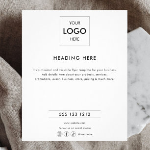 Flyer Logotipo Minimal Negócios Marketing Preto