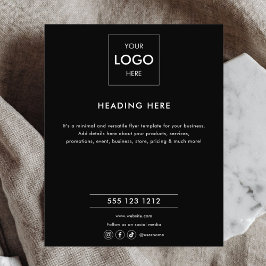 Flyer Logotipo Mínimo de Marketing de Negócio Preto