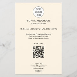 Flyer Logotipo Moderno QR Minimalista Profissional Empre