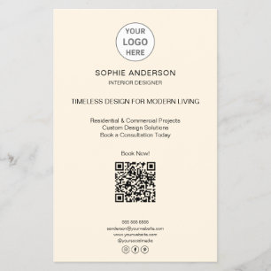 Flyer Logotipo Moderno QR Minimalista Profissional Empre