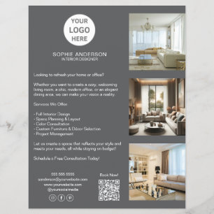 Flyer Logotipo Personalizado Cinza Moderno Empresa Profi