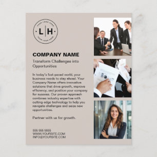Flyer Logotipo Personalizado Foto Moderno Bege Negócios