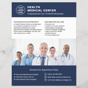 Flyer Logotipo personalizado Foto QR Médico da Clínica d