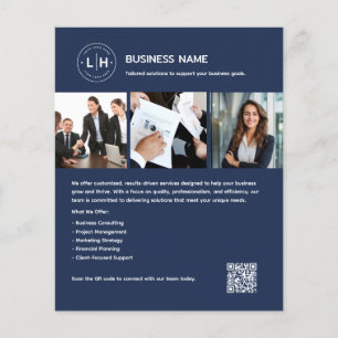 Flyer Logotipo Personalizado Foto QR Profissional Azul N