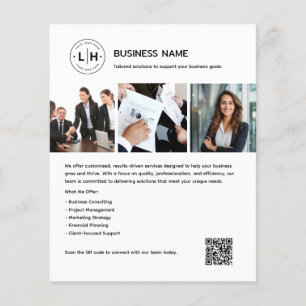 Flyer Logotipo Personalizado Foto QR Profissional Branco