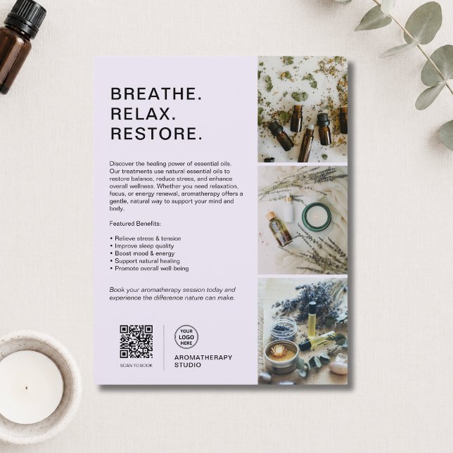 Flyer Logotipo Personalizado Lavanda Terapia de Aromas N (Custom Logo Lavender Aromatherapy Spa Business Flyer)
