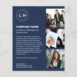 Flyer Logotipo Personalizado Moderno Foto Azul Marinho N