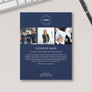 Flyer Logotipo Personalizado Moderno Foto Azul Negócios