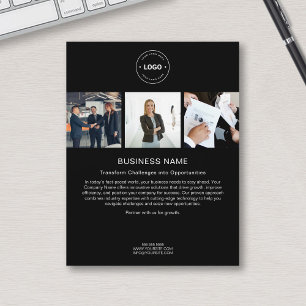 Flyer Logotipo Personalizado Moderno Foto Preta Negócios
