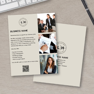 Flyer Logotipo personalizado moderno Foto QR Business