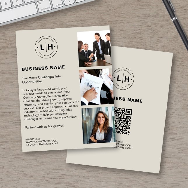Flyer Logotipo personalizado moderno Foto QR Business (Modern Custom Logo Photo QR Business Flyer)