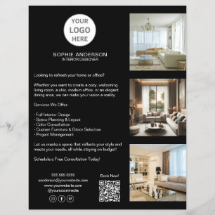 Flyer Logotipo Personalizado Moderno Preto Empresarial P