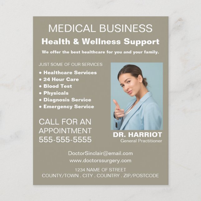 Flyer Logotipo personalizado, profissional geral, enferm (Frente)