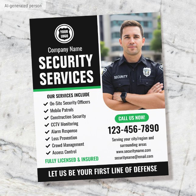 Flyer Logotipo Personalizado Verde da Empresa de Serviço (Criador carregado)
