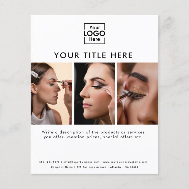 Flyer Logotipo profissional Beleza Salon 3 Fotos (Frente)