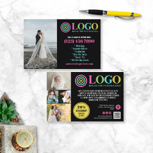 Flyer Logotipo rosa preto Fotografias Promo Pequena Empr