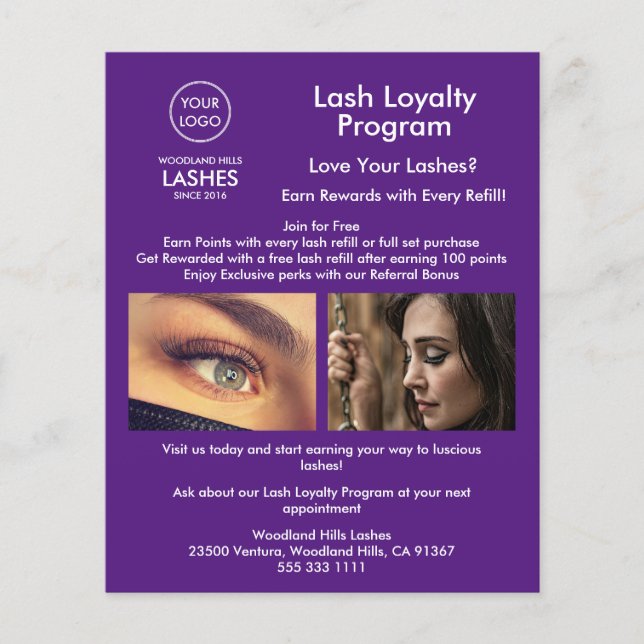 Flyer Logotipo simples para empresas roxas (Frente)