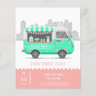 Flyer Loja de doces de rua de food truck