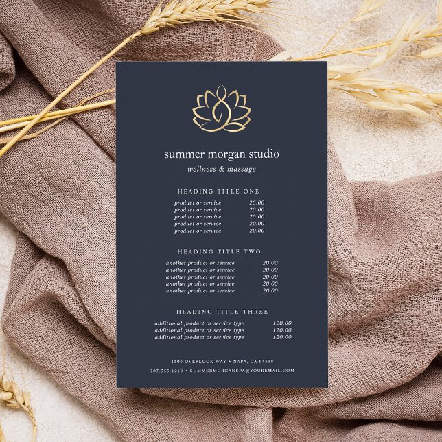Flyer Lotus Dourado | Preços e serviços de massagens ou  (Criador carregado)