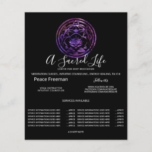 Flyer Lótus Serenidade Design Mandala Roxo