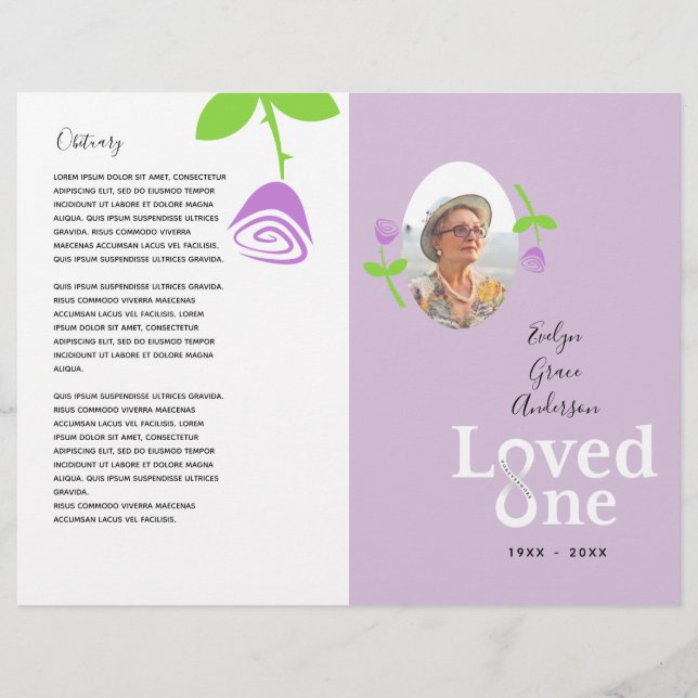 Flyer Loved One Lavanda Memorial Service Program (Frente)