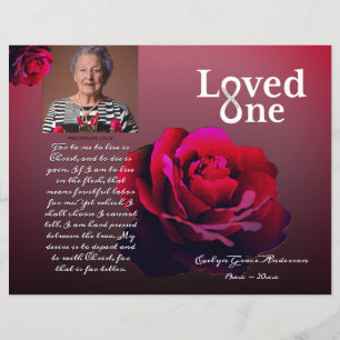 Flyer Loved One Rosa vermelha Memorial Service Program