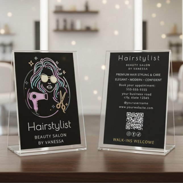 Flyer Luxury Hairstylist Beauty Salon Modern Black (Criador carregado)