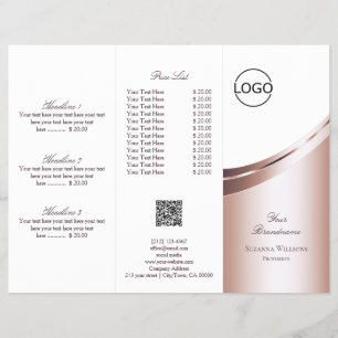 Flyer Luxury White Rose Dourado Decore Logotipo QR Code