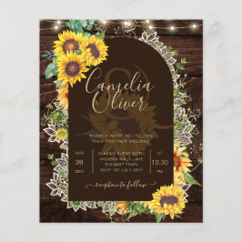 Flyer Luzes de Girassóis Rústicos Arco de Renda Casament