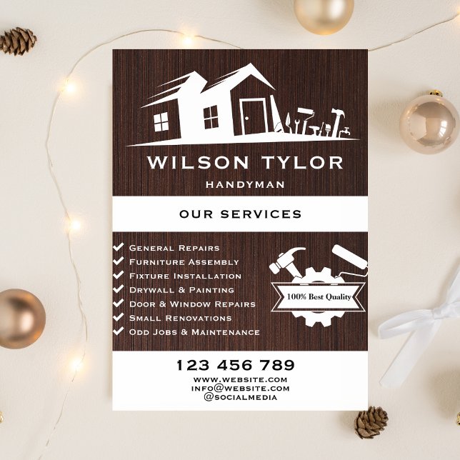 Flyer Madeira de ferramentas manuais de construção moder (Criador carregado)