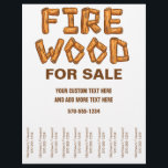 Flyer Madeira de fogo-fogo para máquinas de barrar<br><div class="desc">Saiba sobre seu negócio de lenha com esses panfletos. Eles apresentam as palavras FIRE WOOD soletradas em letras do estilo log de madeira. O simples esquema de cores castanho e branco ajudará sua empresa a ter uma aparência profissional. Perfeito para desligar em compras de café, centros comunitários e em outros...</div>