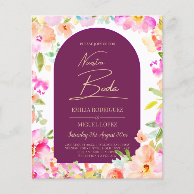 Flyer Magenta Floral Wedding (Frente)