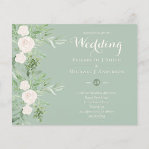 Flyer Magnolia Sage Green Floral Convites de casamento B