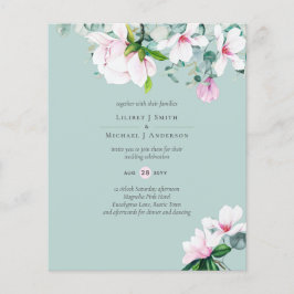 Flyer Magnolias Rosa, Floral e Convite de casamento Amar