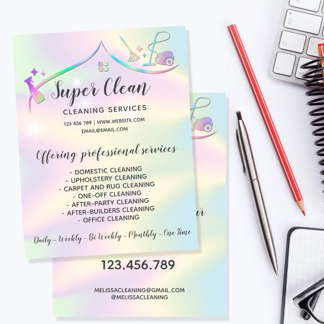 Flyer Maid Cleaning House Sparkling Holographic (Criador carregado)
